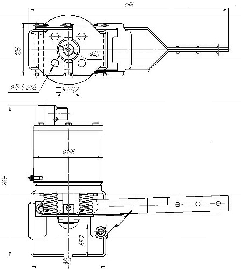 Габаритный чертеж электромагнита ЭМИК 40