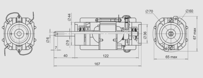 Схема габаритных размеров двигатели ПК 70-11-10